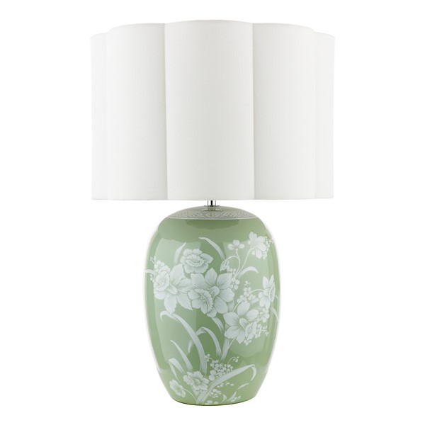 (image for) Laura Ashley Pashley Table Lamp Green Ceramic and Polished Chrome With Shade